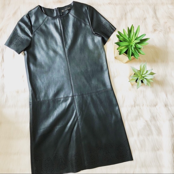 Zara Dresses & Skirts - 🍭HP🍭NWOT Zara Laser Cut Faux Leather Dress
